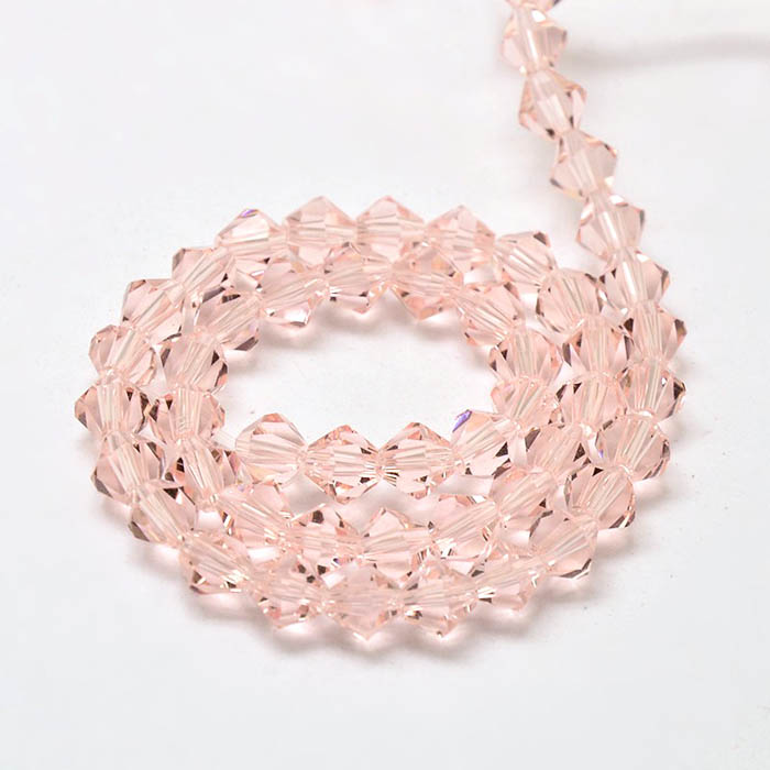Celestial crystal, complete strand, bicone, faceted pink,  4x4 mm, 110pcs.