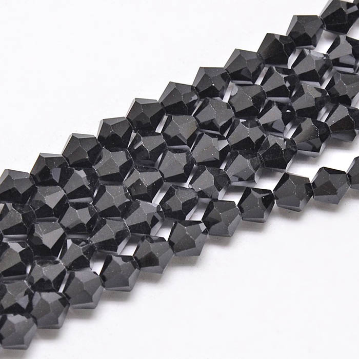 Celestial crystal, complete strand, bicone, faceted black,  4x4 mm, 110pcs.