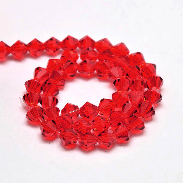 Celestial crystal, complete strand, bicone, faceted red,  4x4 mm, 110pcs.
