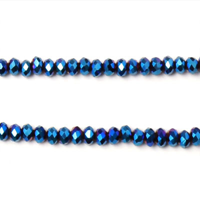 celestial crystal, complete strand, metallic blue, 3x2 mm, 180pcs.