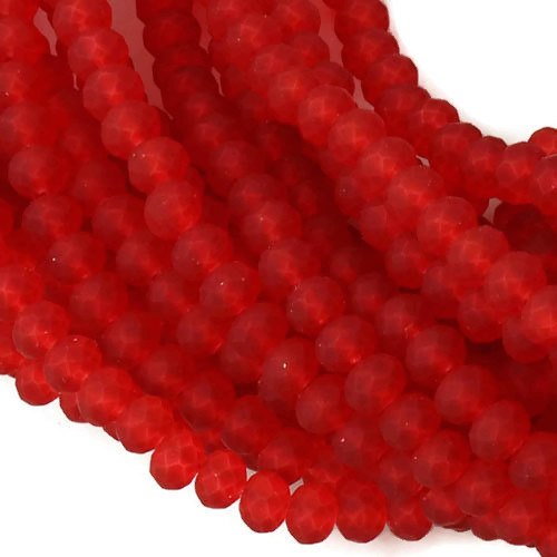 celestial crystal, complete strand, red, rubberised, 4x3 mm, 150pcs.