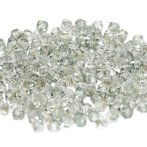 Preciosa, crystal, bead, light grayish, Viridian, bicone, 3mm, 10 pcs