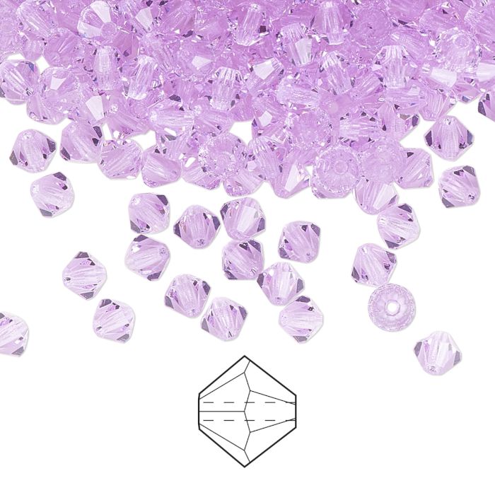 Preciosa, crystal, bead, violet,  bicone, 3mm, 10 pcs