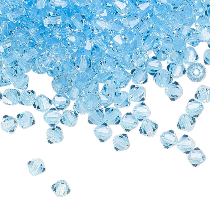 Preciosa, crystal, bead, aquamarine blue, bicone, 4mm, 10 pcs