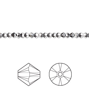 Preciosa crystal, light chrome, faceted bicone, 4mm, 10pcs.