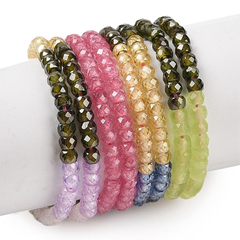 Zirconia, full strand, mix purple-pink etc., faceted roundel beads, 3x2 mm, 195 pcs