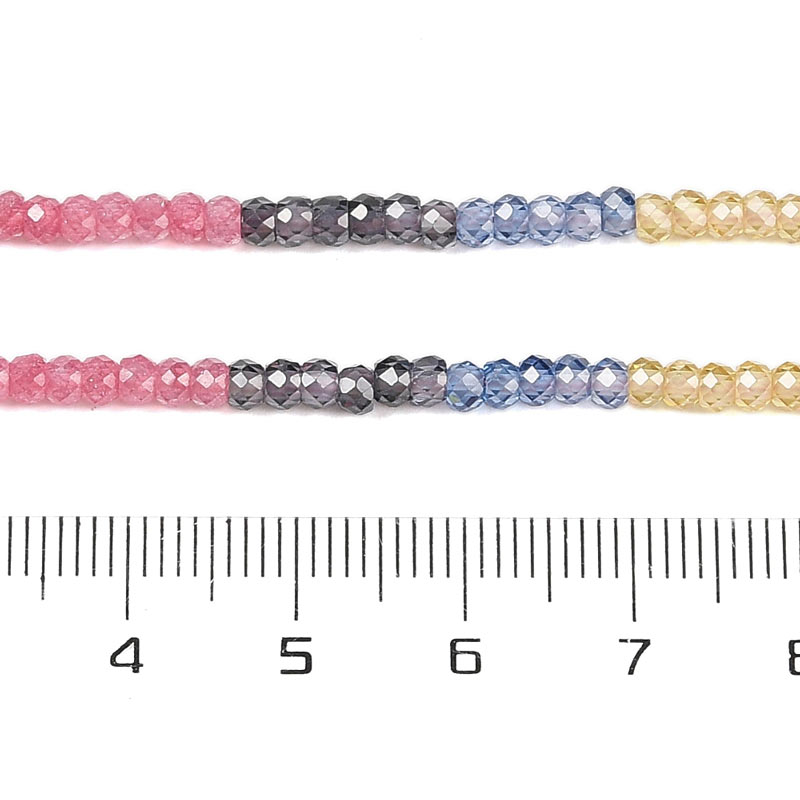 Zirconia, full strand, mix purple-pink etc., faceted roundel beads, 3x2 mm, 195 pcs