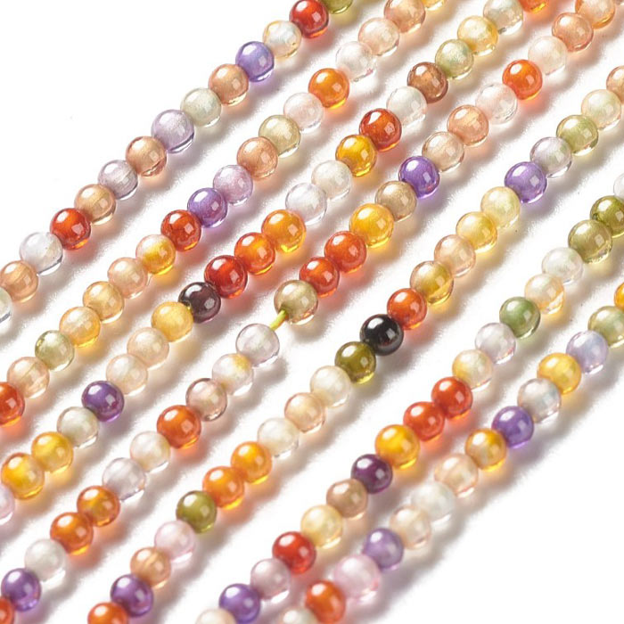 Cubic Zirconia, entire strand, mixed purple-orange colors, ROUND, A-grade, 2mm, 190pcs