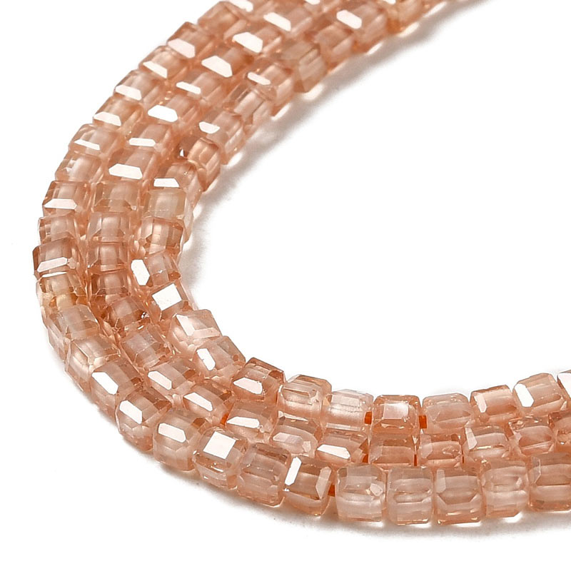 Zirconia, full strand, dark salmon, cube, faceted, 2.5x2.5x2.5 mm, 150 pcs