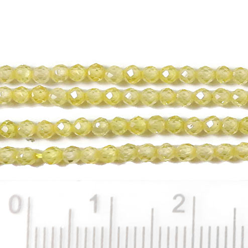 Cubic Zirconia, entire strand, yellow, faceted, round, 2mm, 190pcs