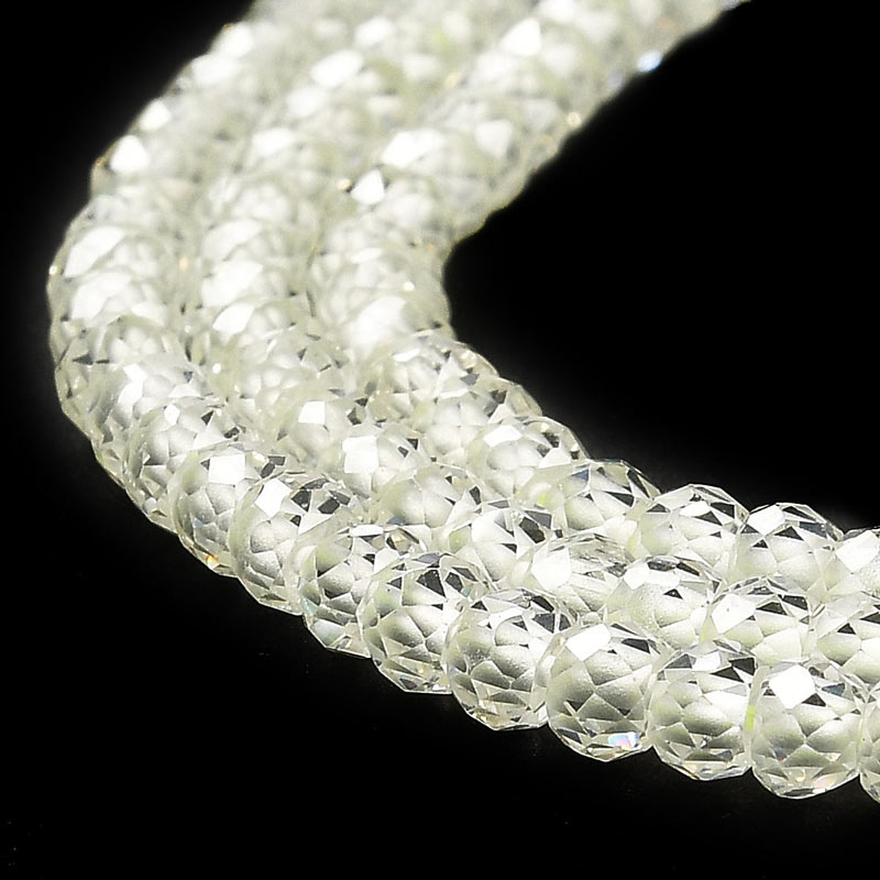 Zirconia, full strand, clear, faceted roundel beads, 3x2mm, 165pcs