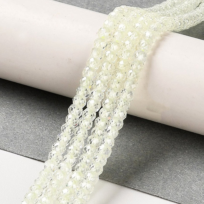 Zirconia, full strand, clear, faceted roundel beads, 3x2mm, 165pcs