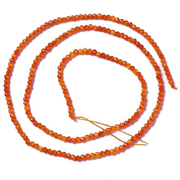 Cubic Zirconia, entire strand, orange-red, faceted, round, A-grade, 2mm, appx. 195 pcs