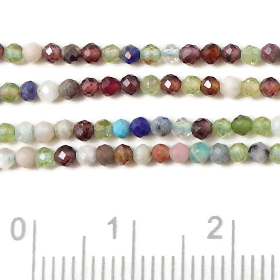 Stone beads, entire strand, mixed green, blue and pink, faceted, round, A-grade, 3.5mm, 150pcs