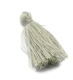 Tassel, small, light gray, 25 mm, 1 pc.