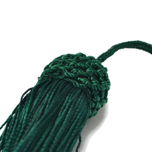 Tassel, dark green, 11 cm, with knotted head, 1 stk.
