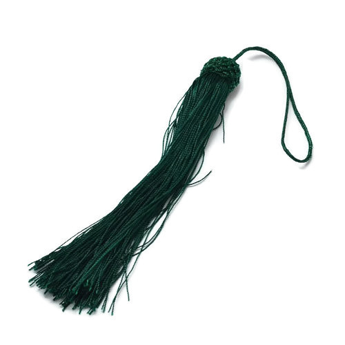Tassel, dark green, 11 cm, with knotted head, 1 stk.