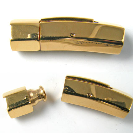 Bayonet clasp, gilded steel, hexagonal, glue-in end 9/7mm, 1pc.