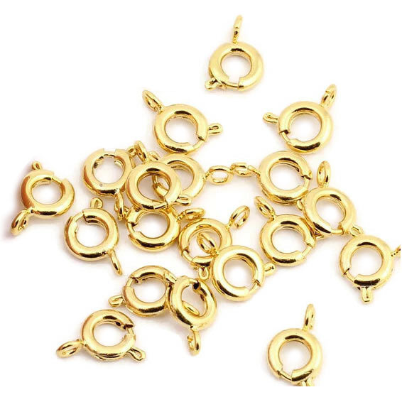 BULK PURCHASE, Spring ring clasp with (open) eye, gilded silver, diameter 5.5mm, 10pc