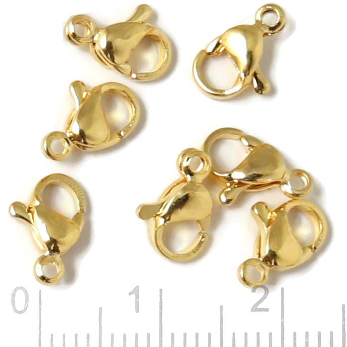 Bulk purchase, Lobster claw clasp, gilded STEEL, 9mm., 100pcs.