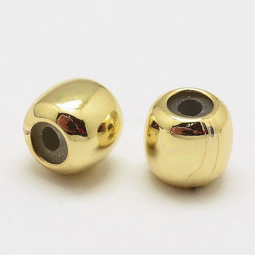 Adjustable locking bead, rubber bead inside, oval, gildet brass, 6x6mm, 2pcs.