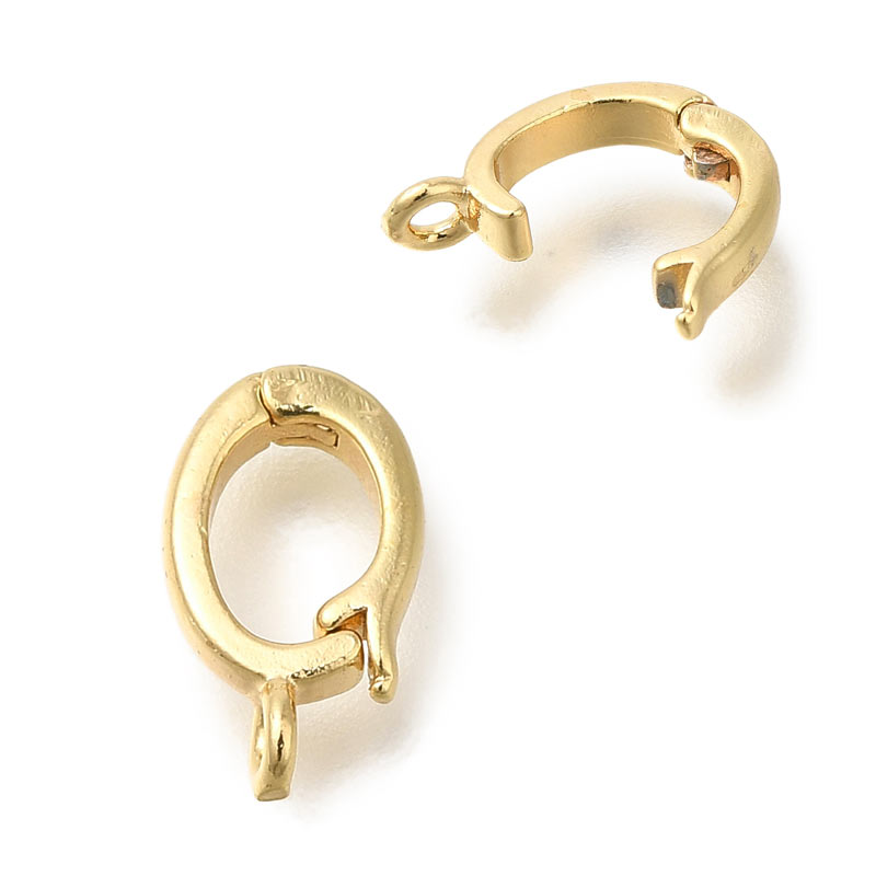 Small Clip with loop, oval, for charms, strong gold-plated, hole: 4x6 mm, 1 pc