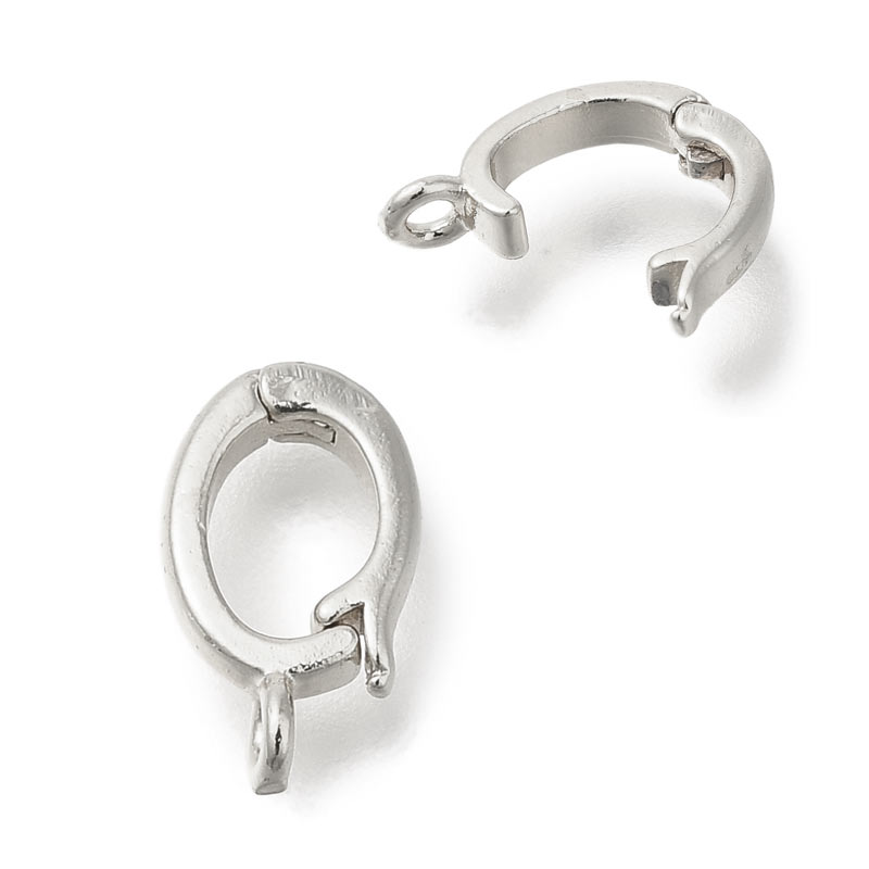 Small Clip with loop, oval, for charms, platinum plated, hole: 4x6 mm, 1 pc