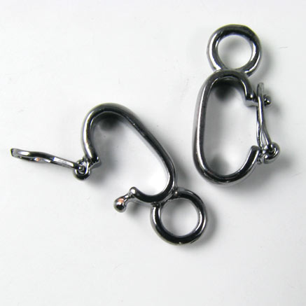 Clip clasp with eye, self-closing hook, oblong, for pendant, gunmetal, 14mm, 1pcs.