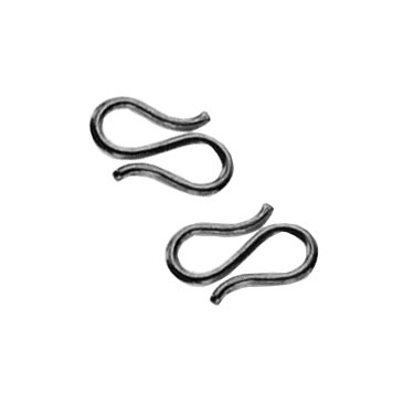 S-hook clasp, small, oxidised Sterling silver, 11x7mm, 2pcs.