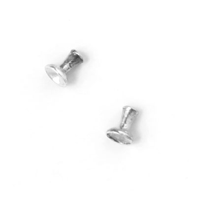 Locking heads for ball clasp, matte Sterling silver, 5x4.5mm, 2pcs.