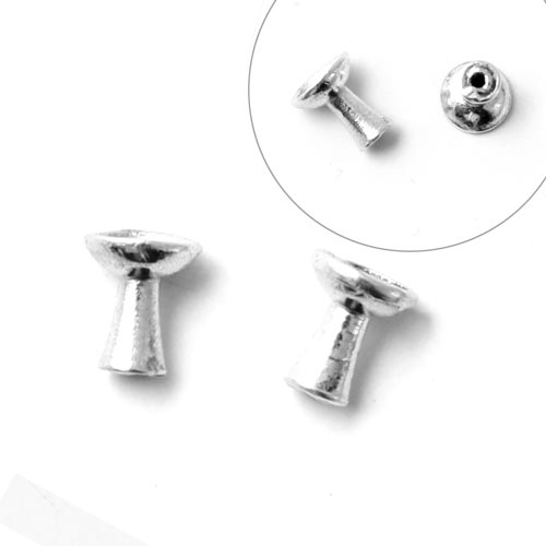 Locking heads for ball clasp, matte Sterling silver, 5x4.5mm, 2pcs.
