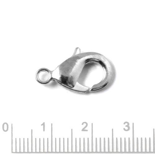 Lobster claw clasp, large, silver-plated, X-large, 19x10mm, 1pc.