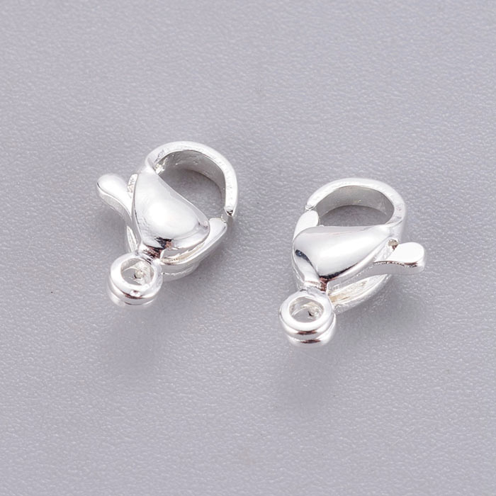 Lobster claw clasp, Bulk purchase, silver-plated steel, durable color, 9mm, 100pcs