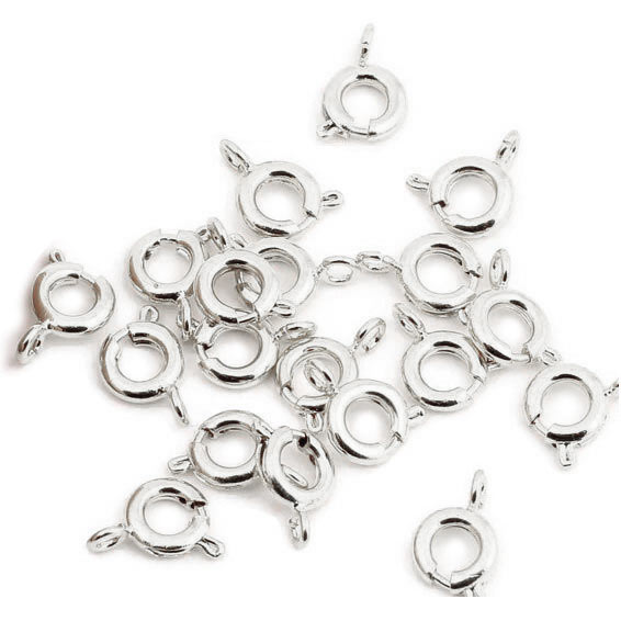 Bulk purchase, Spring-ring clasp with (open) eye, Sterlingsilver, diameter 5.5mm, 10pcs