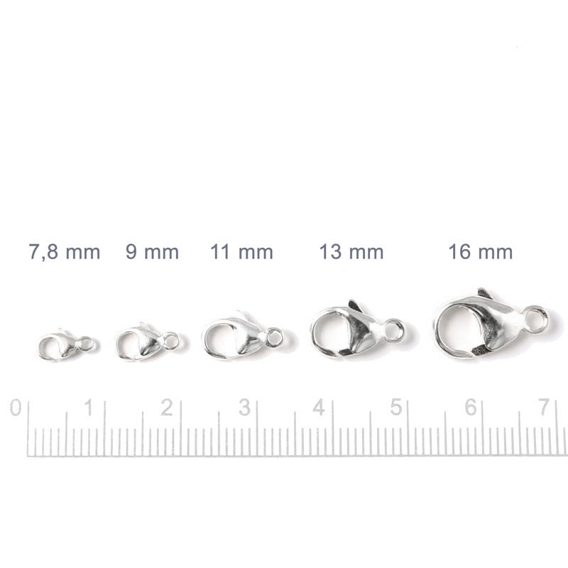 Lobster claw clasp, Sterling silver, length 9mm, 1 pc