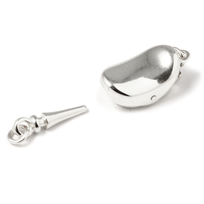 Box fastener with spring activation and pin, silver, 16x7x5.5mm, 1 pc.