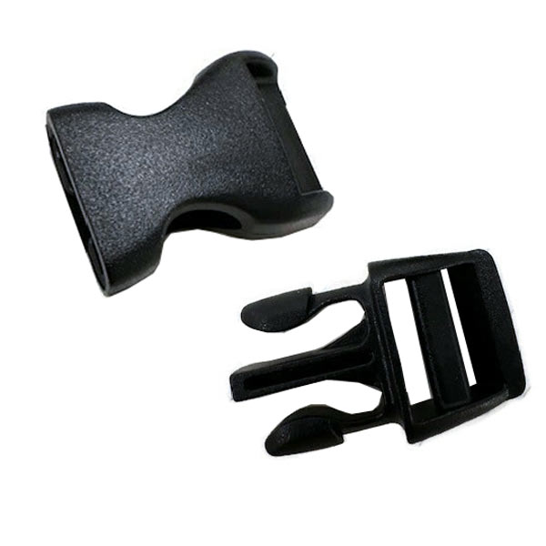 Buckle clasp in plastic, double-barred, black, 47x22.5mm, 1pc.