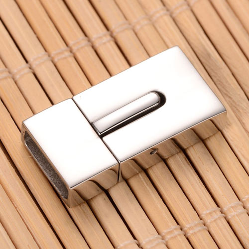Click clasp, shiny stainless steel, 23x12x6mm, hole 10,5x3 mm, 1pc