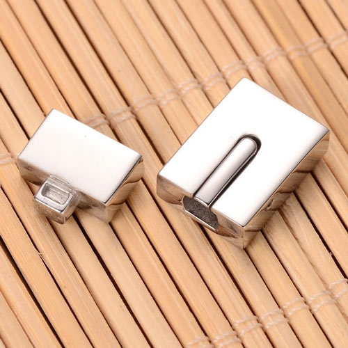 Click clasp, shiny stainless steel, 23x12x6mm, hole 10,5x3 mm, 1pc