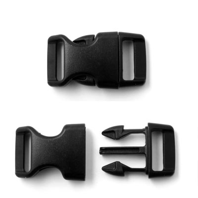 Buckle clasp in plastic, single-barred, black, 40x22.5mm, 1pc.