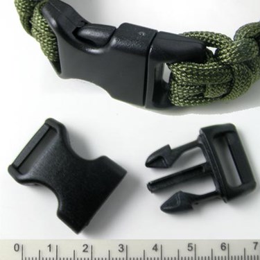 Buckle clasp in plastic, single-barred, black, 40x22.5mm, 1pc.
