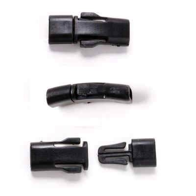 Small buckle clasp in plastic, long, black, 24x9mm., 2pcs.