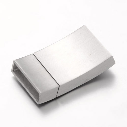 Click-clasp, matte steel, wide, 36x20x7mm, hole size 18x4mm, 1pc