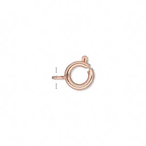 Springring clasp, copper plated, diameter 9mm, 4pcs.
