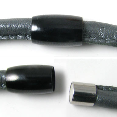 Magnetic jewelry clasp, black, simple with cap, 6mm, 1pc.