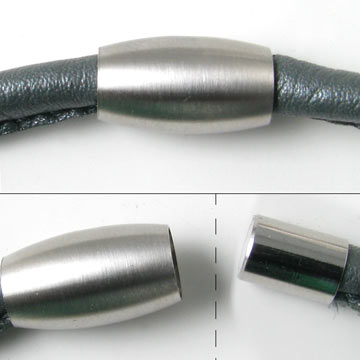 Magnetic jewelry clasp, frosted steel, simple with cap, 6mm, 1pc.