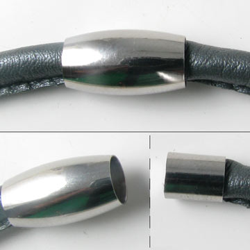 Magnetic jewelry clasp, shiny steel, simple with cap, 5mm, 1pc.
