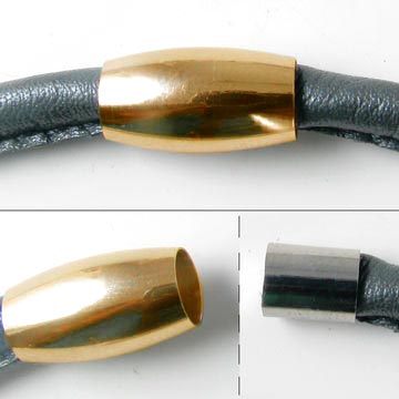 Magnetic jewelry clasp, shiny gilded, simple with cap, 6mm, 1pc.