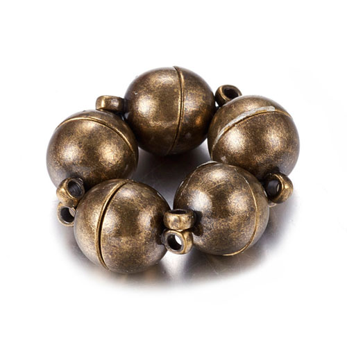 Magnetic clasp for jewelry, Antique Bronze, 16x10mm