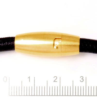 Magnetic clasp, frosted torpedo-shaped, locking, golden steel, 8mm, 1pc.